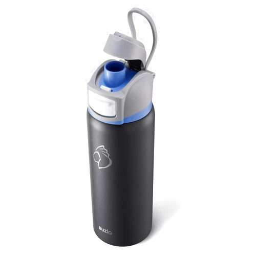BUZIO 32 oz Water Bottle with Leakproof Locking Lid & Carry Loop, Dishwasher Safe, Triple Wall Vacuum Insulated Metal Water Bottle Chug Lid Thermos for Holiday Keep Cold 48H, 32oz, Dark Gray
