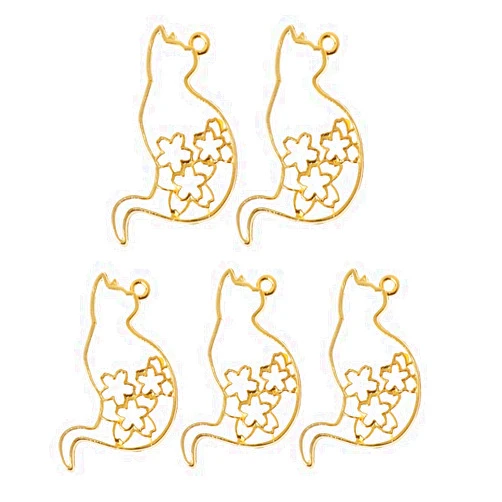 Ladaidra Brown fhgksm Ladaidra 5Pcs Cute Cat Dog Hollow Frames Pendants Bezels Setting Resin Jewelry Making (4)