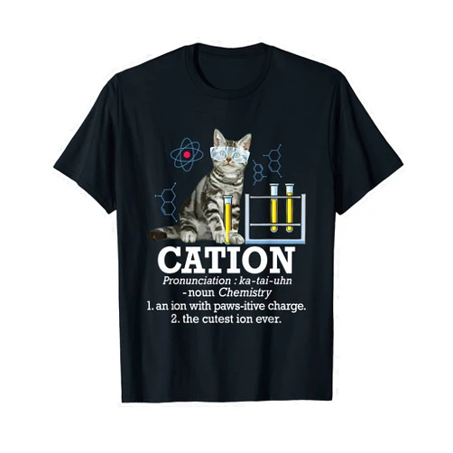 Funny Chemistry Shirts Cation - Funny Chemistry Humor Science Teacher Cat Pun T-Shirt