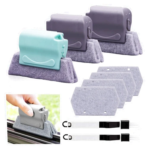 Korunb Koishu Magic Window Groove Cleaning Brush, Hand-held Window Track Cleaner Brushes Tools Set, Sliding Door Track Cleaner, Sill, Tile Lines, Shutter, Car Vents, Keyboard, Small Spaces Clean
