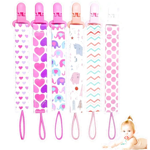 Dooyilets 6 Pcs Baby Dummy Strap Clip, Pacifier Clip, Pacifier Holder Soother Chains Clips Fit All, Soothers, Teething Toys, Baby Essentials for Boys and Girls