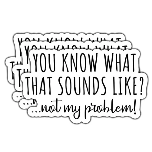 NKCGTS (3Pcs) You Know What That Sounds Like Not My Problem Sticker Funny Quote Sarcastic Decals Waterproof Vinyl Sticker for Books Laptops Phone Water Bottles Tumbler Cup Kindle 3 Inch