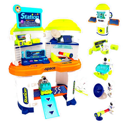 Gifts2U Space Toys for Kids,2 in 1 Space Station Rocket Ship Playset with 2 Astronauts,1 Planet Exploration Vehicle, Educational STEM Outer Spaceship Building Set for 3 4 5 6 7 8 Year Old Boy Girl