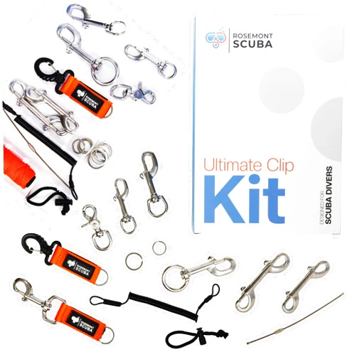 Rosemont Scuba Ultimate Clip Kit - 32 Piece Premium Scuba Diving Clips Set 316 Marine Grade Stainless Steel | Versatile Gear Attachment Solutions | Ideal Gift for Scuba Divers