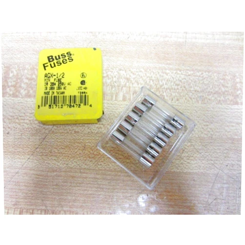Bussmann AGX-1/2 AGX Series Fuse, Fast Acting, 1/2 Amp, 250V, Glass Tube, 1/4