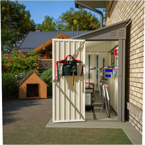 Ball & Cast 4 x 8 FT Storage Shed with Lockable Door and 2 Air Vents,Lean to Outdoor Metal Tool House W/Foundation,All Weather Waterproof,for Backyard,Patio,Lawn,Garden,Gray