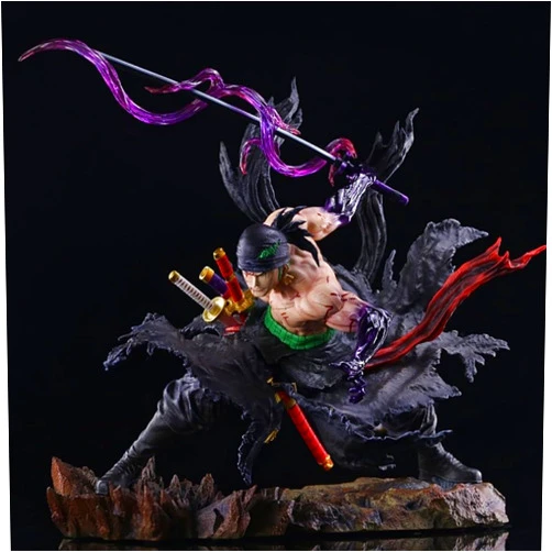 Klekyes One Piece Zoro Large Figure,12.4in Anime One Piece Roronoa Zoro Fighting Action Figure Statue Toy Gift (Zoro A)