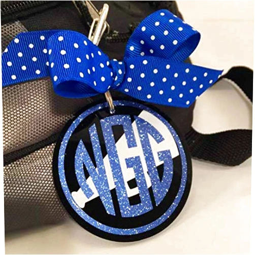 GemLights Gifts Cheer Monogram over Megapone Bag Tag Personalized with Your Name and Your Colors