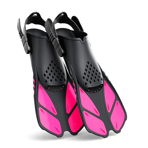 Greatever Snorkel Fins Adjustable Buckles Open Heel Swim Flippers Travel Size Short Swim Fins for Snorkeling Diving Swimming Adult Men Womens