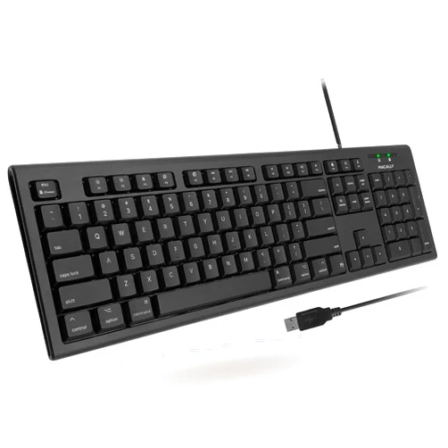 Macally Full Size Wired Mac Keyboard - Compatible with All Macs with USB Port - Wired Keyboard for Mac Mini / Pro, Macbook Pro/Air, iMac with Number Pad & 16 Apple Shortcut Keys Spill Proof - Black