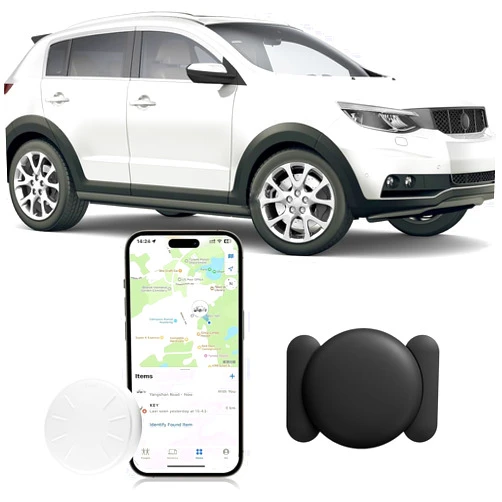 Hongtop GPS Tracker for Vehicles,Real Time Car GPS Tracker Work with Find My (iOS Only),No Monthly Fee Mini Hidden Car Tracker Device with Magnetic Case (Black,1PCS)