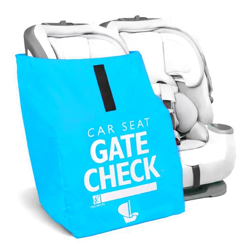 J.L. Childress Gate Check Travel Bag for Car Seats - Car Seat Travel Bag for Airplane, Includes AIRTAG Holder, Fits All Baby Carriers, Infant Carriers & Child Booster Seats - Neon Blue