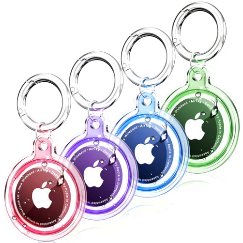 Galafoki 4 Pack Airtag Holder, Waterproof for Apple Airtag 4 Pack with Airtag Keychain, Air tag Holder Shockproof Scratchproof Airtag Case for Pet Tracking, Bags, Keys, Luggage - 4 Colors + 2 Color