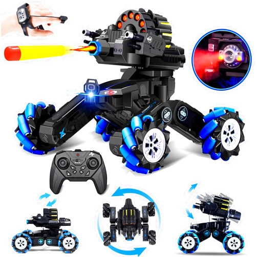ROHSCE RC Tank That Shoots Gesture Sensing RC Tank, 2.4GHz Battle Soft Bullets Hand Control Car Drift Remote Control Trucks for Boys & Girls 8-12, Remote Control Tank with Light Music