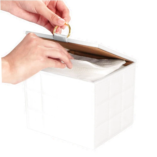 Umzing Disposable Face Towel Holder Box, White PU Leather Container for XL Clean Skin Club Face Towels, Reusable Organizer for Clean Skin Towel Makeup Wipe Holder Counter Bathroom Organizers and Storage