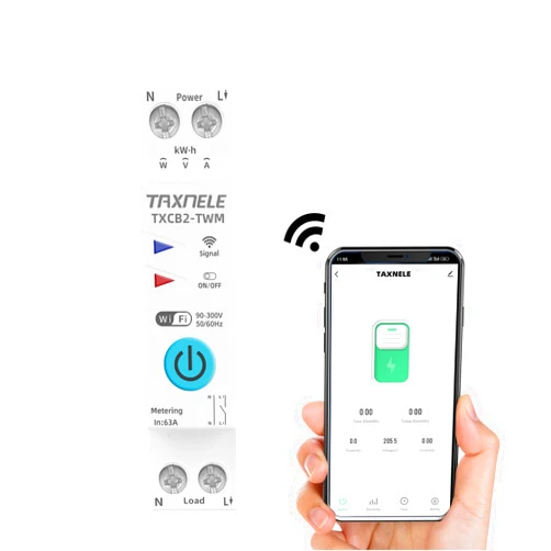 TAXNELE TUYA WiFi Smart Circuit Breaker Power Metering Energy Meter KWh 1P 230V 63A Voltmeter Ammeter Energy Meter DIN Rail Smart Life Wireless Remote Control Switch Timer Voice Control (25A)
