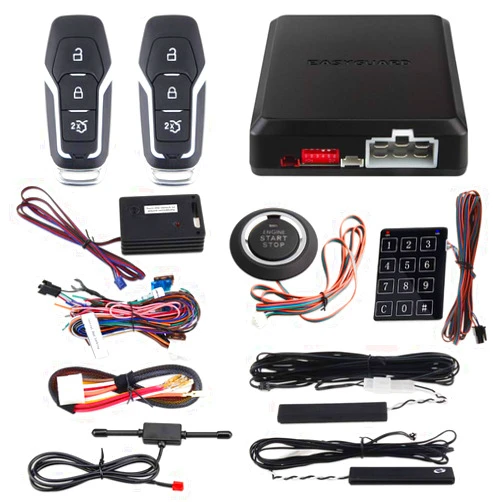 EASYGUARD EC002-FO2-NS Smart Key Passive keyless Entry Kits with Push Start Button Remote Start Password keypad Entry DC12V