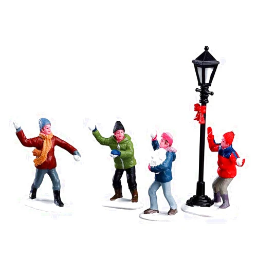 Lemax Christmas Village Snowball Fight! Set of 4-32133