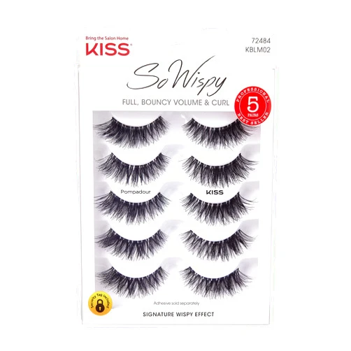 KISS Blowout, False Eyelashes, Pompadour', 16 mm, Includes 5 Pairs Of Lashes, Contact Lens Friendly, Easy to Apply, Reusable Strip Lashes, Glue On Lashes