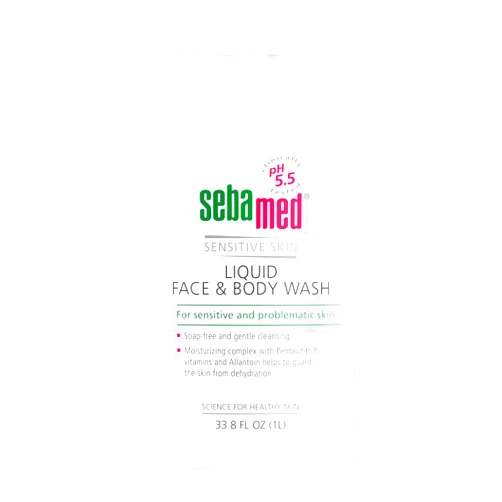 Sebamed Liquid Face and Body Wash for Sensitive Skin, pH 5.5, Mild Gentle Hydrating Cleanser, Hypoallergenic Body Wash for Men and Women, Dermatologist Recommended, 33.8 Fluid Ounces (1 Liter)