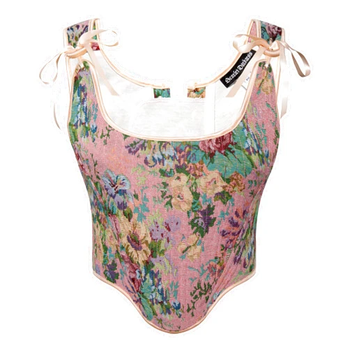 Scarlet Darkness Corset Tops for Women Renaissance Floral Overbust Boned Bustier Bodice