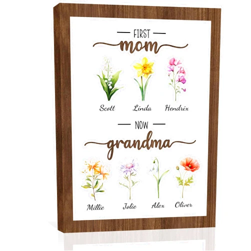 LIFENTP Personalized Gifts For Mom, Customized Birth Month Flower Mothers Garden Canvas With Name, Mothers Day Garden Gifts For Grandma From Grandchildren, Happy Mothers Day Gift From Son, Daughter