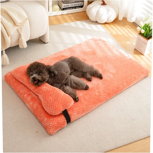 huraty Dog Bed with Pillow for Small Dogs, Orthopedic Dog Bed with Removable Cover, Washable Pet Bed Mat Suitable for Pets Up to 5 lbs, Pink 17.7x11.8x2 in