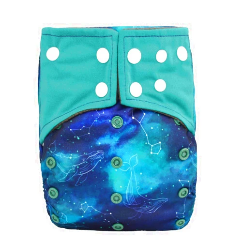 Sigzagor Baby Pocket Cloth Diaper Nappy Double Gussets Reusable Washable (Whales Stars)