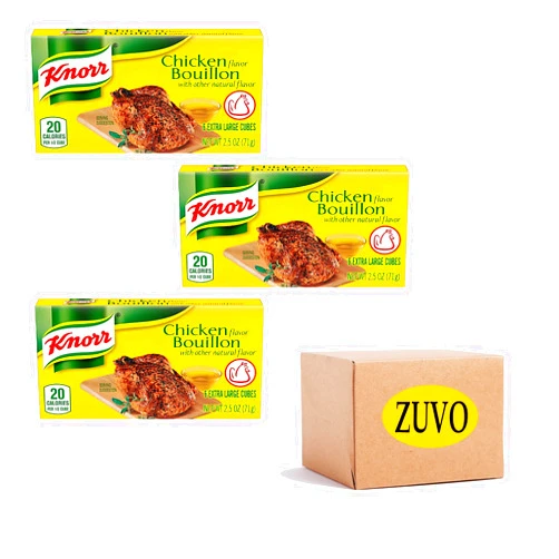 Zuvo Knorr Chicken Bouillon Cubes - 6 Extra-Large Cubes per pack (3 Pack)| Bundle By ZUVO