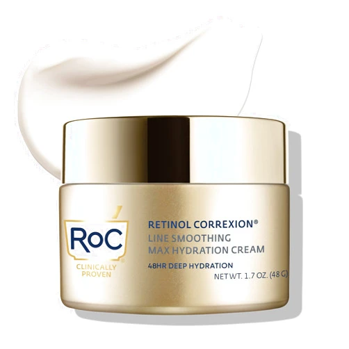 RoC Retinol Correxion Max Daily Hydration Anti-Aging Face Moisturizer with Hyaluronic Acid, Oil Free Skin Care Cream for Fine Lines, Dark Spots, Post-Acne Scars, 1.7 Ounces (Packaging May Vary)