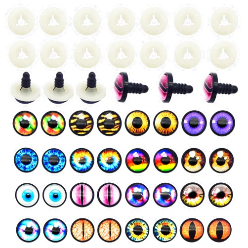 JJGQAZ 16 Pairs 14mm 16mm Large Safety Eyes for Amigurumi Stuffed Animal Eyes Plastic Craft Crochet Eyes for DIY of Puppet, Bear, Toy Doll Making Supplies (14MM)