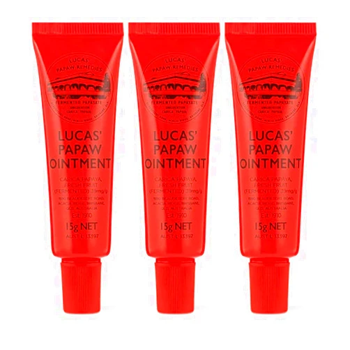 Lucas Papaw Lucas’ Papaw Ointment – 3 Tubes of 15g Each with Lip Applicator – Multipurpose Skin Relief – Made in Australia