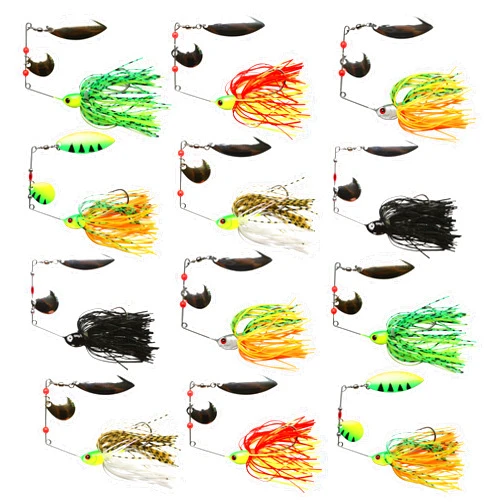 LINOCA Spinnerbait Bass Fishing Lures Kit Spinner Baits Bass Fishing Lure Hard Metal Lure Topwater Buzzbait Swimbait for Pike Bass Trout Salmon Freshwater Saltwater Fishing
