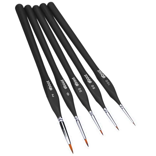 EBOOT Detail Paint Brushes Set Artist Paint Brushes Painting Supplies for Art Watercolor Acrylics Oil, 5 Pieces (Black)