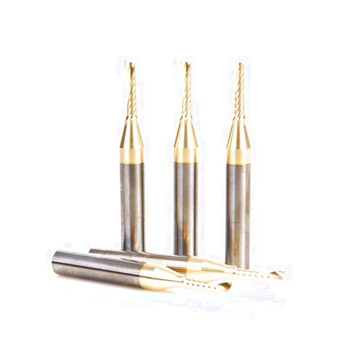 Amana Tool 51454-Z-5 5-Pack CNC SC Spiral O Single Flute ZrN Coated Aluminum Cutting 1/8 D x 1/2 CH x 1/4 SHK x 2 Inch Long Up-Cut Router Bits with Mirror Finish