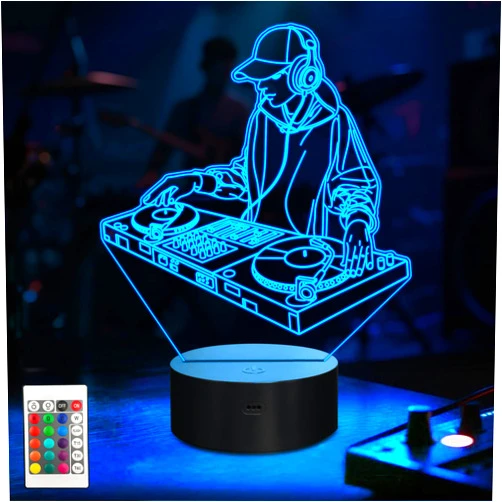 CoolGift Mart DJ Night Light, 3D LED Optical Illusion Lamp with 16 Colors and Remote Controller, Gifts for DJ Music Lovers