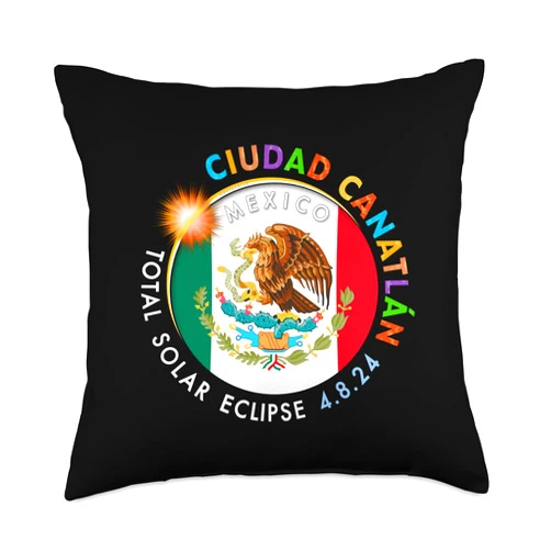2024 Eclipse : Ciudad Canatlán MEXICO : UMBRAPHILE 2024 Total Solar Eclipse Ciudad Canatlán Mexico :: 30 : Throw Pillow, 18x18, Multicolor