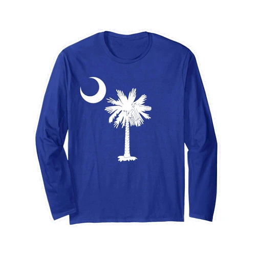 South Carolina State Flag Palmetto Gear South Carolina State Flag Palmetto Tree Crescent Moon SC Long Sleeve T-Shirt