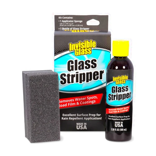 Invisible Glass 91411 3.38-Ounce Glass Stripper Water Spot Remover Kit Eliminates Coatings, Waxes, Oils and More to Polish and Restore Automotive Glass , white