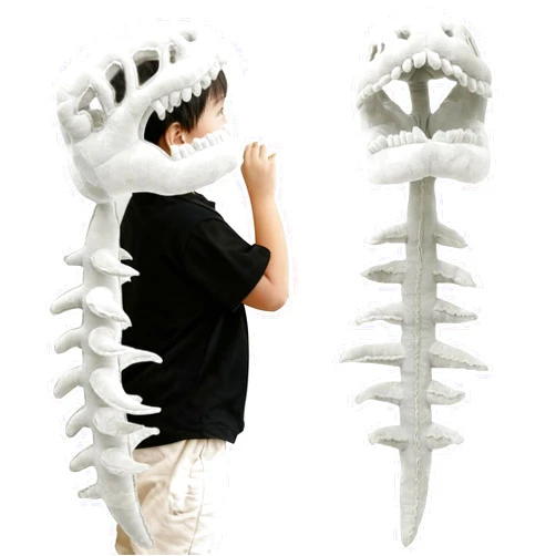 FALESOUL Spinosaurus Plush Dino Outfit 3D Skull Headpiece with Plush Spine Wearable Dinosaur Skeleton Great for Dress-Up