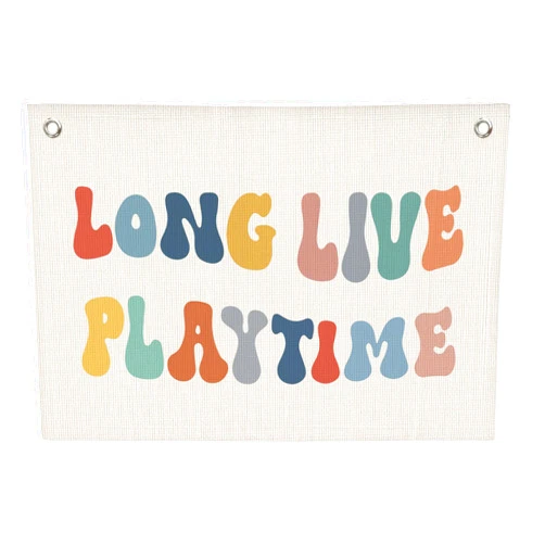 Wheatwin Playroom Decor, Long Live Playtime Banner, Boho Rainbow Linen Banner Wall Hanging Banner Flag Decor for Toddler Boy Kids Room Nursery Playroom