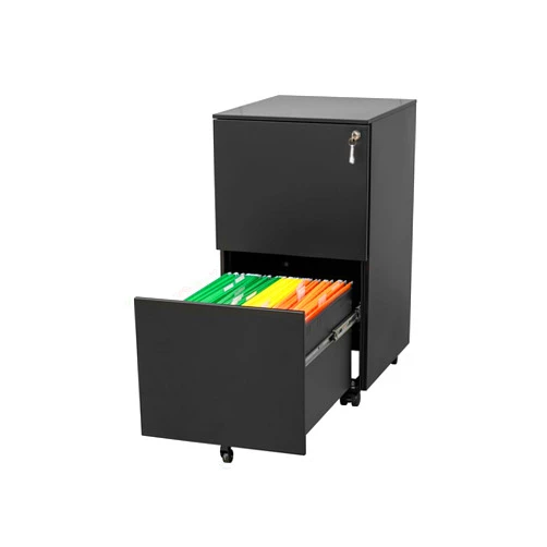 Yone jx je 2 Drawer File Cabinet with Lock, Steel Mobile Filing Cabinet on Non-tilt Wheels, Rolling Locking Office Cabinets Under Desk for Legal/Letter Size (Black)