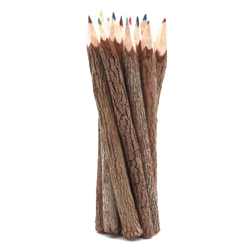 BSIRI Bark 7 Inch Colors Pencils Set Assorted-Stick Twig of Wood Pencils Outdoor Colored Wooden Pencil Tree for Child Camping Decorations Color Wood, Color Pencils for Adult Wedding Decorations