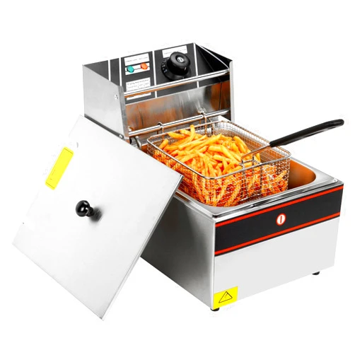 Idealchoiceproduct 2500W 6L Single Tanks Electric Deep Fryer Professional Tabletop Restaurant Kitchen Frying Machine with 1 Basket