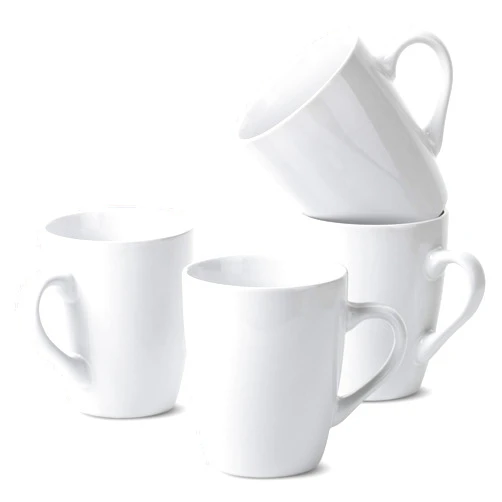 Brew To A Tea BTaT- White Coffee Mugs, Set of 4, 12 oz, Fine Bone China Porcelain, Coffee Mug Set, Christmas Coffee Mugs, Hot Chocolate Mugs, Large Mugs for Coffee, Set of Mugs, Hot Cocoa Mugs