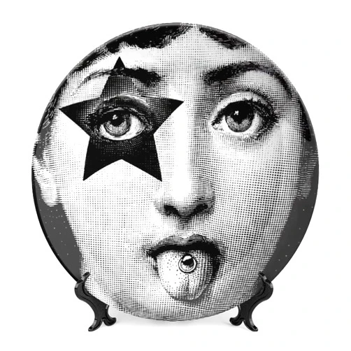 GETLF Lina Cavalieri Plate, Wall Decorative Plate, Mysterious Face Plate Wall Hanging Decoration,Including Bracket and Special Spring Hook,B34,8inch