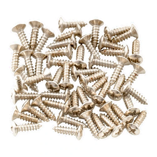 Musiclily 3mm Electric Guitar Bass Pickguard Screws Pick Guards Scratch Plate Mounting Screws for Fender Strat ST Tele TL Stratocaster Telecaster LP Les Paul SG Guitar, Chrome(Pack of 50）