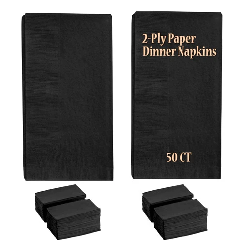 Perfectware 2 Ply Black Dinner Napkins - Pack of 50ct
