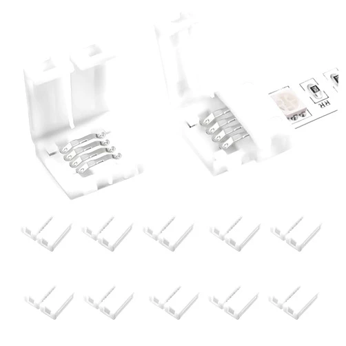 OnFox 10Packs 4-Pin RGB LED Light Strip 10mm Connectors Unwired Gapless Solderless Adapter Terminal Extension for SMD 5050 Multicolor Strip Light (10MM)