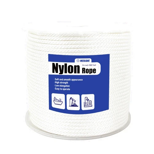 MERIANE Nylon Rope 500 Ft 1/4 Inch – Multipurpose Tightly Braided Rope – Abrasion & UV Resistant – Ideal Use for Camping, Clothesline, Marine Rope Flag Line - Solid Utility Rope for Indoor Outdoor